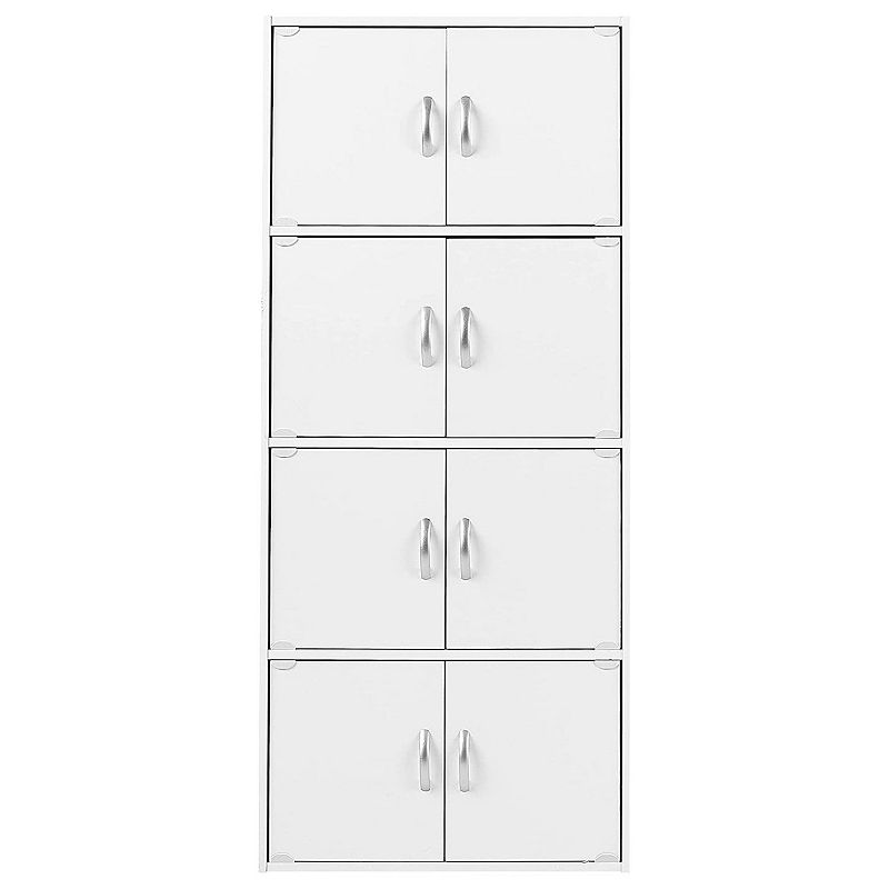 Hodedah 8 Door Enclosed Multipurpose Storage Cabinet for Home and Office， White