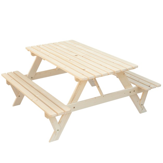 Gardenised Outdoor Wooden Patio Deck Garden 6 person Picnic Table For Backyard Garden