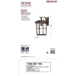 Home Decorators Collection Barrington 1-Light Golden Bronze Outdoor 14 in. Wall Lantern Sconce with Clear Water Glass 23482