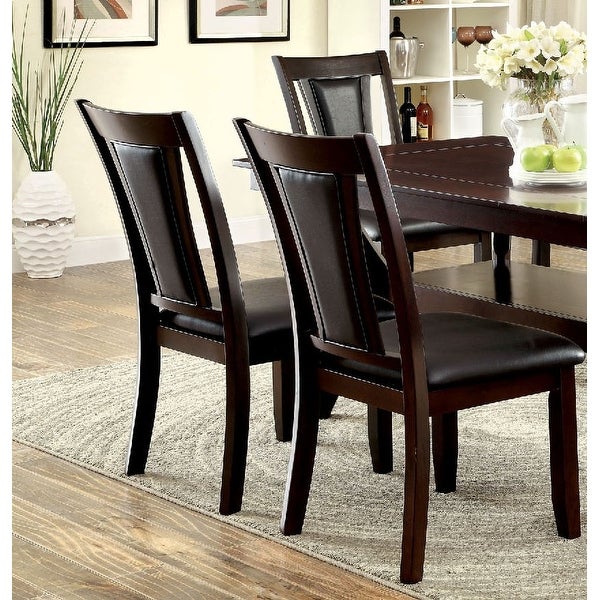 Contemporary Set of 2 Side Chairs Solid wood Chair Padded Leatherette Upholstered Seat Kitchen Dining Room Furniture