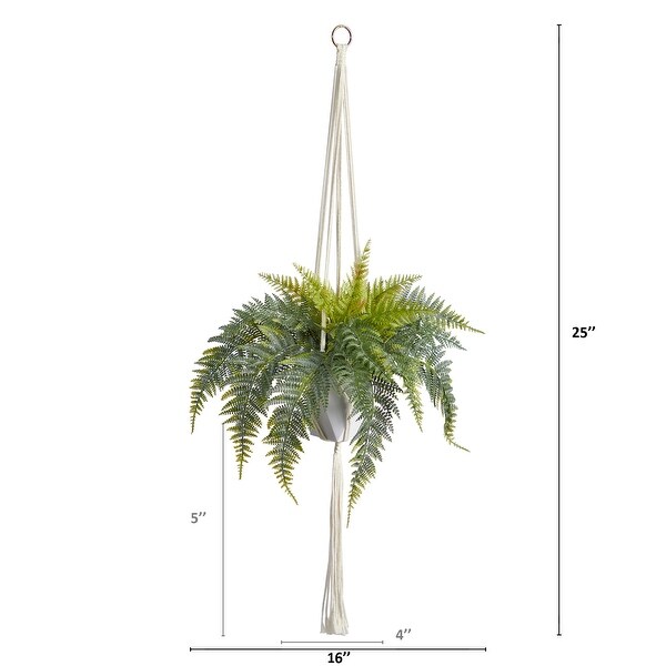 25 Fern Hanging Artificial Plant in Decorative Basket