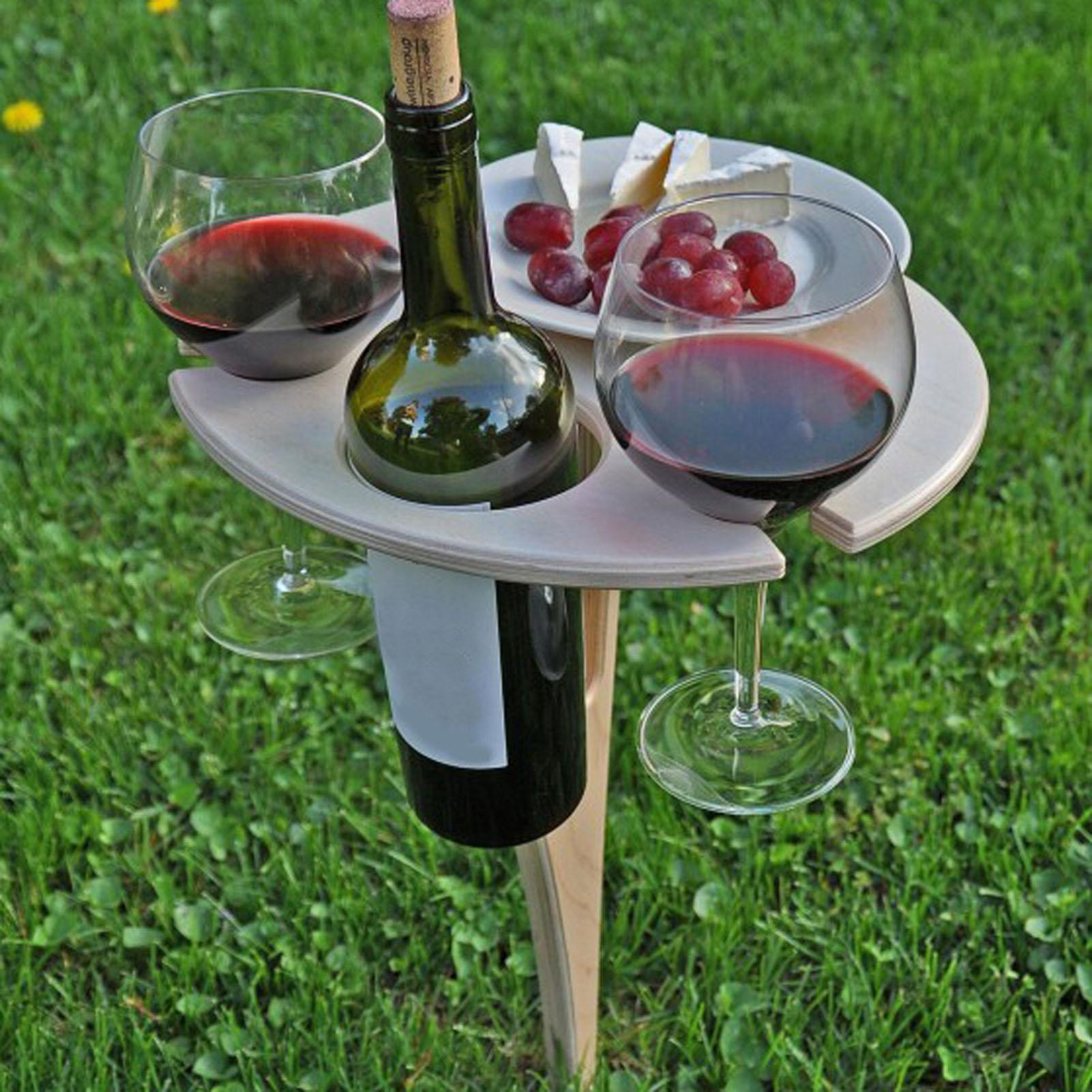 Outdoor Folding Wine Table Portable Picnic Table Wine Glass Rack Collapsible Table for Outdoors Garden Travel