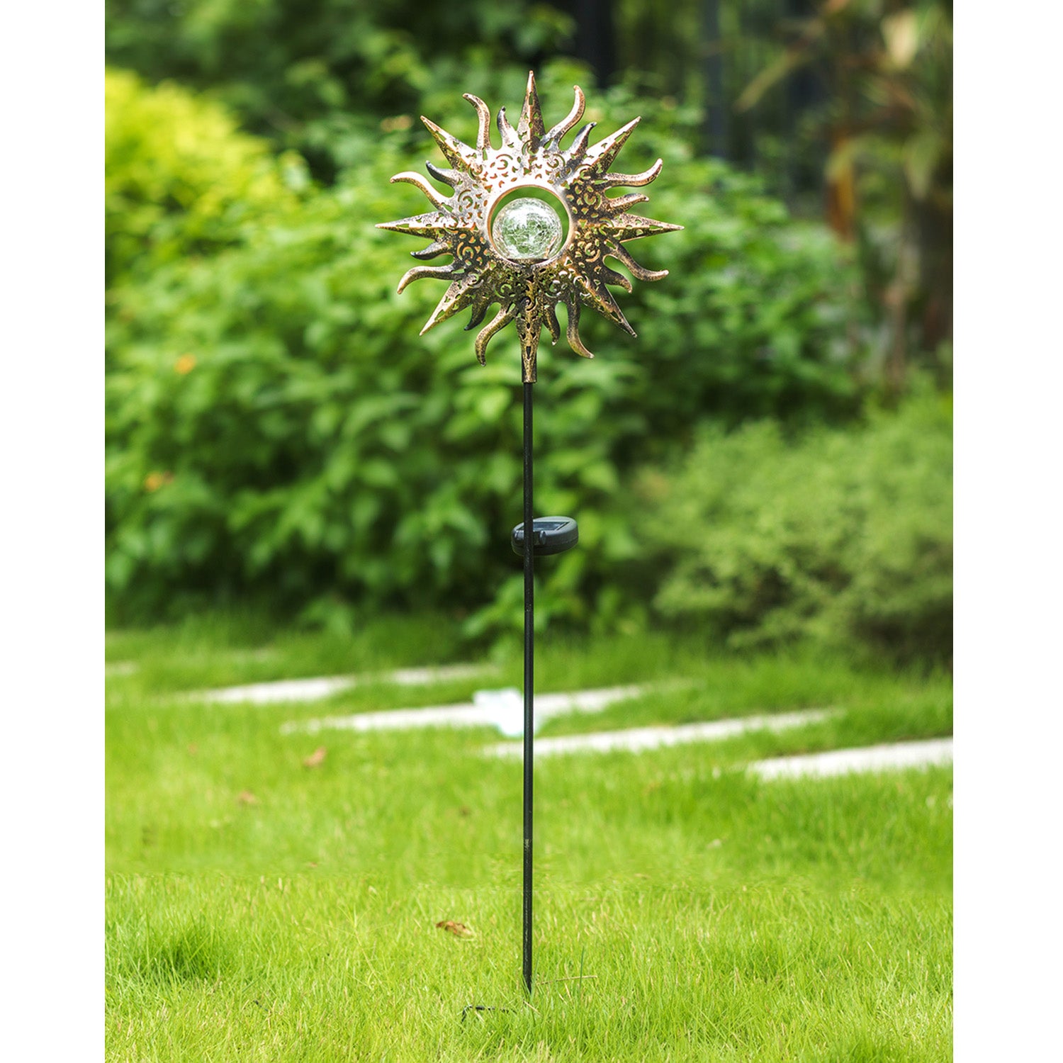 TAKE ME Sun Solar Garden Lights Outdoor Decor LED Waterproof Metal Solar Pathway Lights for Walkway,Yard,Lawn,Patio