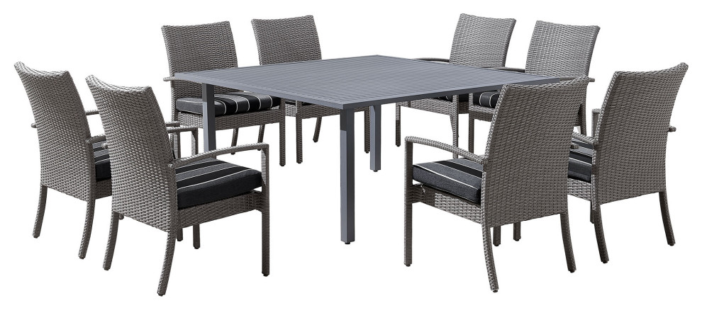 OVE Decors Monaco 9 Piece Dining Set in Dark Grey   Tropical   Outdoor Dining Sets   by OVE Decors  Houzz