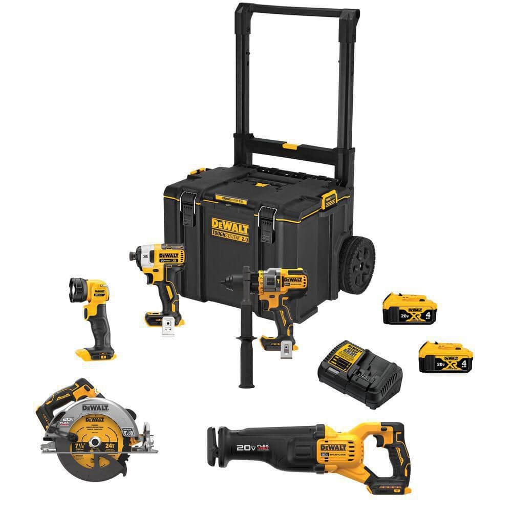 DEWALT 20V MAX Lithium-Ion Cordless Brushless 5 Tool Combo Kit with (2) 4.0Ah Batteries and Charger DCKTS599M2