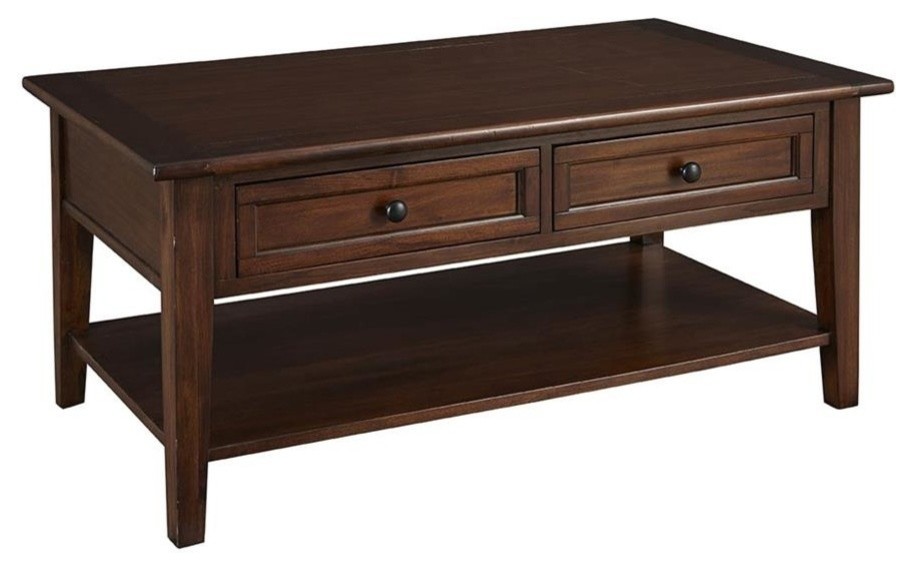 A America Westlake 2 Drawer Cocktail Table  With Shelf   Transitional   Coffee Tables   by BisonOffice  Houzz