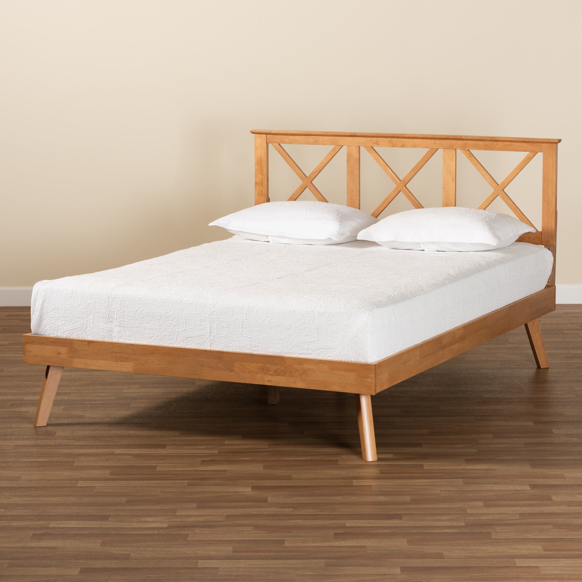 Baxton Studio Galvin Contemporary/Modern Rubberwood Adjustable Platform Bed, Full, Brown