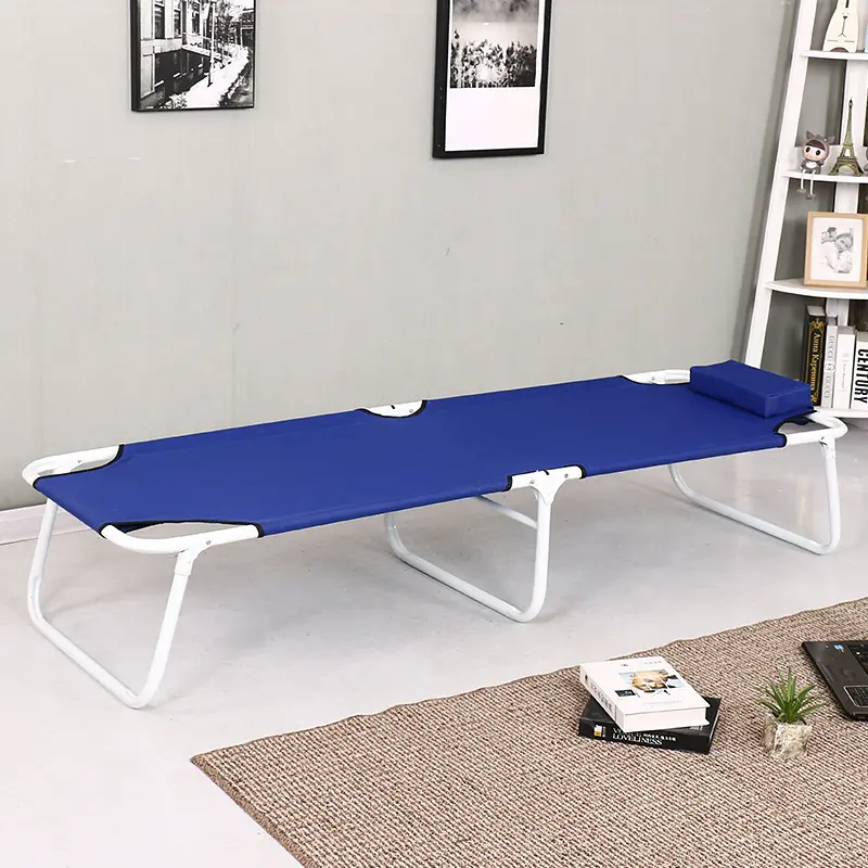Folding single hospital accompanying bed office nap bed outdoor convenient beach marching bed can be customized logo