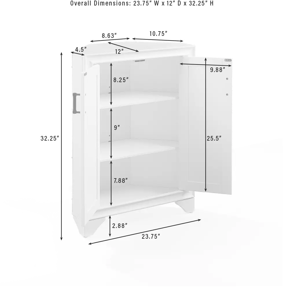 Tara White Corner Storage Cabinet