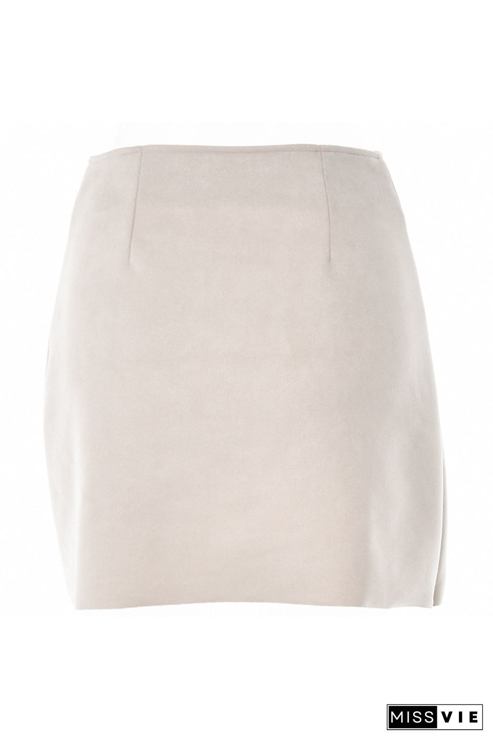 Scallop Edge Buttons Suede Skirt