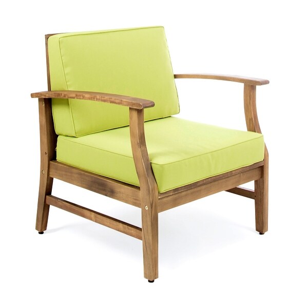 Perla Outdoor Acacia Wood Club Chair with Cushion (Set of 4) by Christopher Knight Home