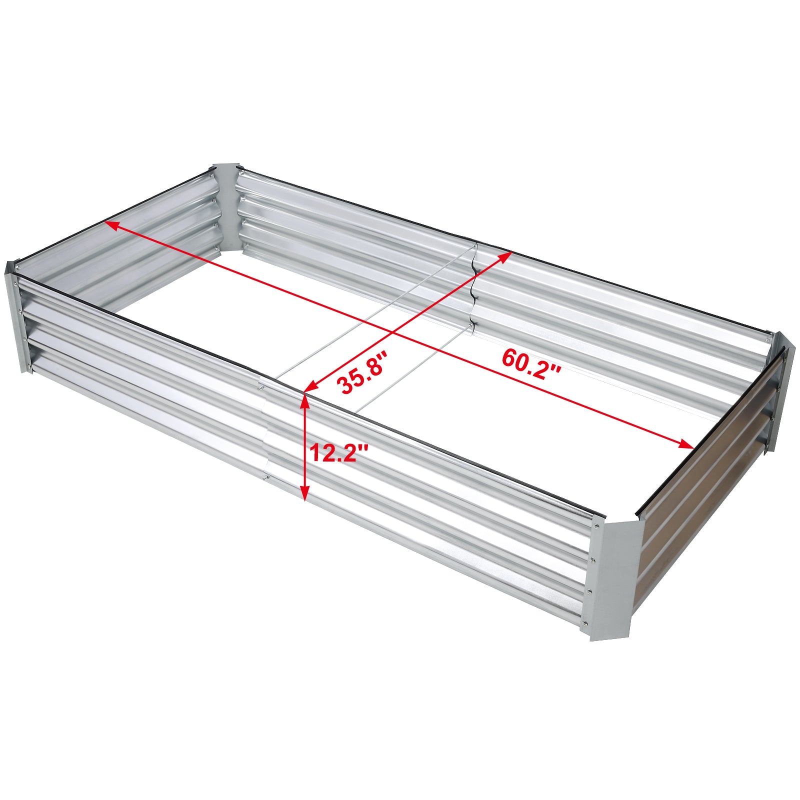 Seizeen Outdoor Planter Box, Galvanized Raised Garden Bed, Patio Garden Metal Rectangle Plant Bed, Vegetables Flower Planting Container(5 x 3 x 1FT)