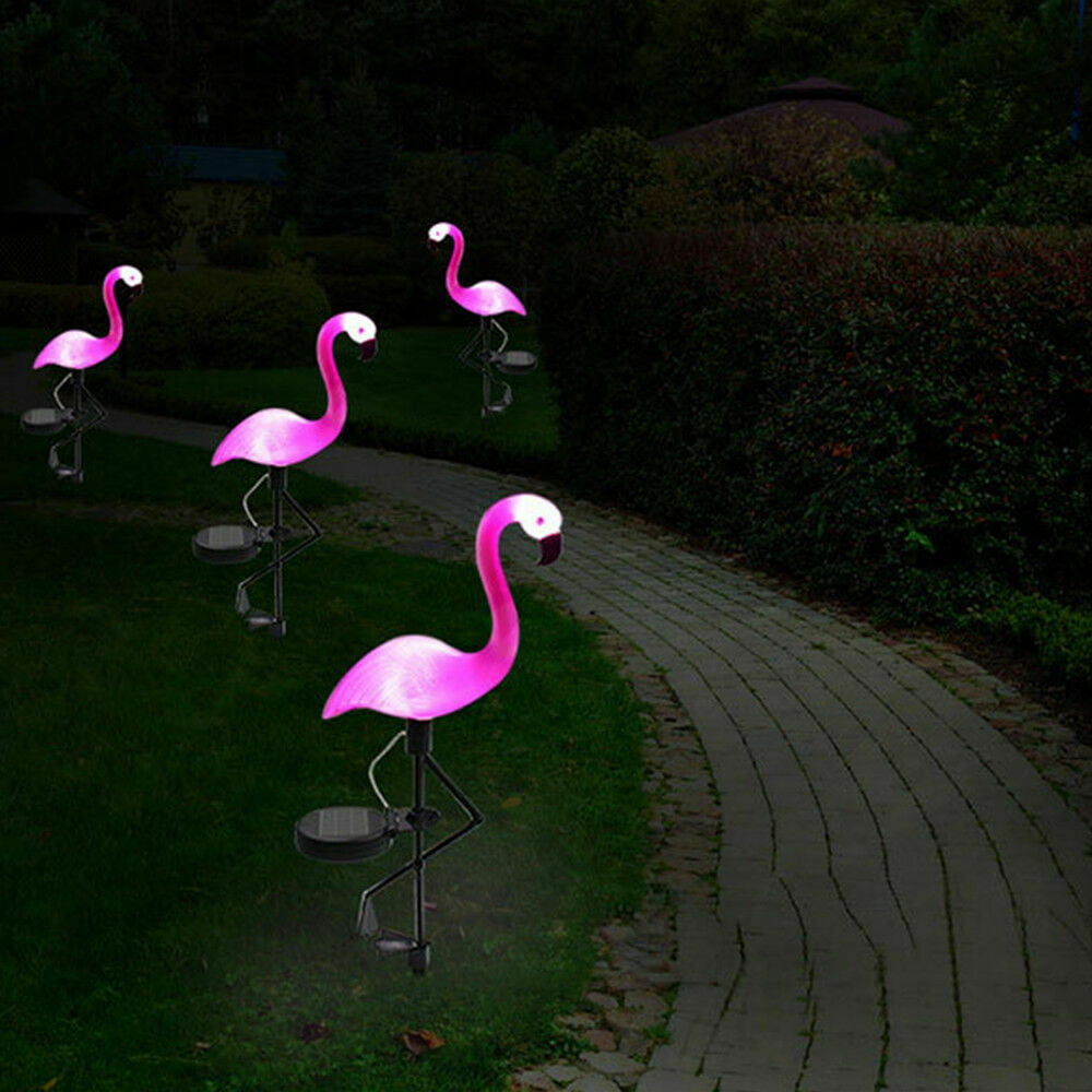 1pc Outdoor Solar Lights Waterproof Flamingos Garden Decor Lights