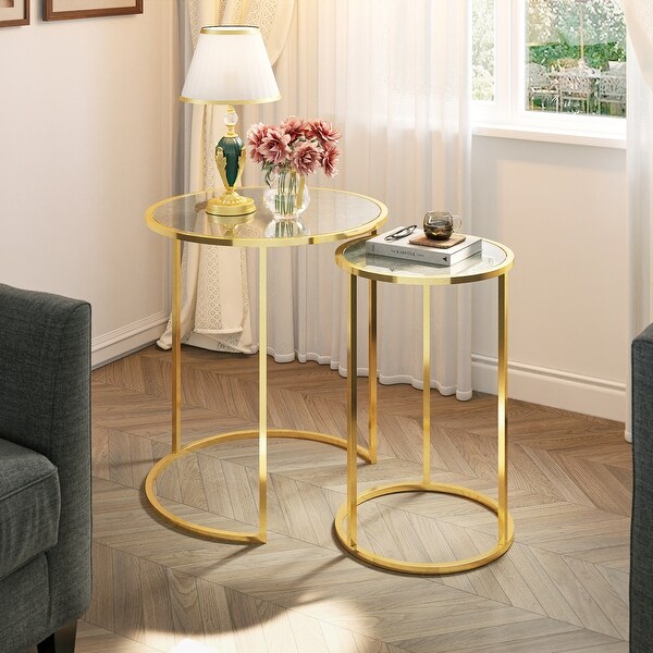 Modern 2-piece Nesting Side Table Set