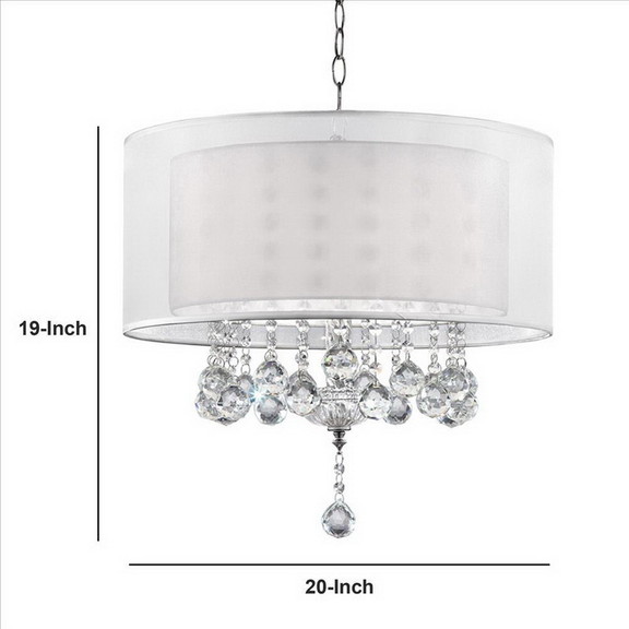 Benjara BM240875 Dual Fabric Shade Ceiling Lamp wi...