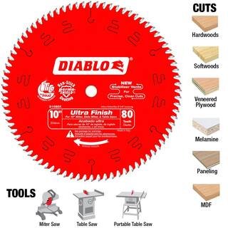 DIABLO 10 in. x 80-Tooth Ultra Finish Circular Saw Blade D1080X