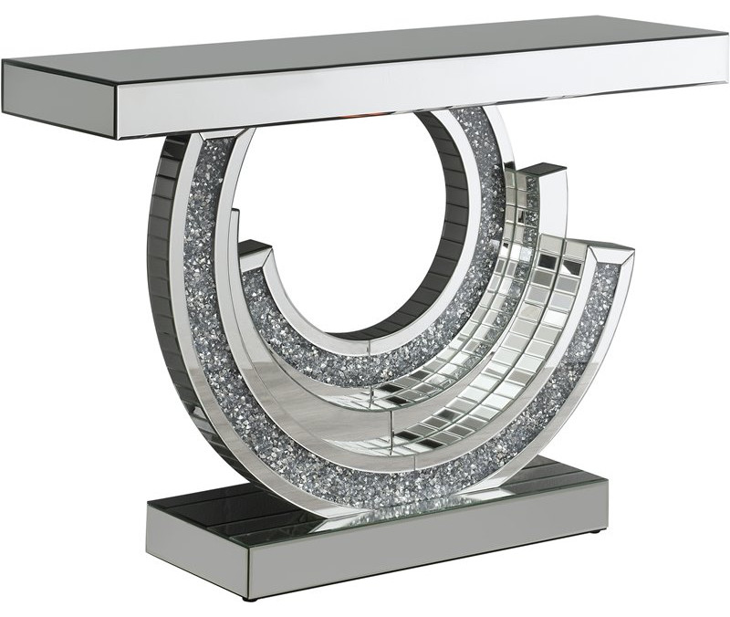 Coaster Contemporary Wood Multi Dimensional Console Table in Silver   Contemporary   Console Tables   by Homesquare  Houzz