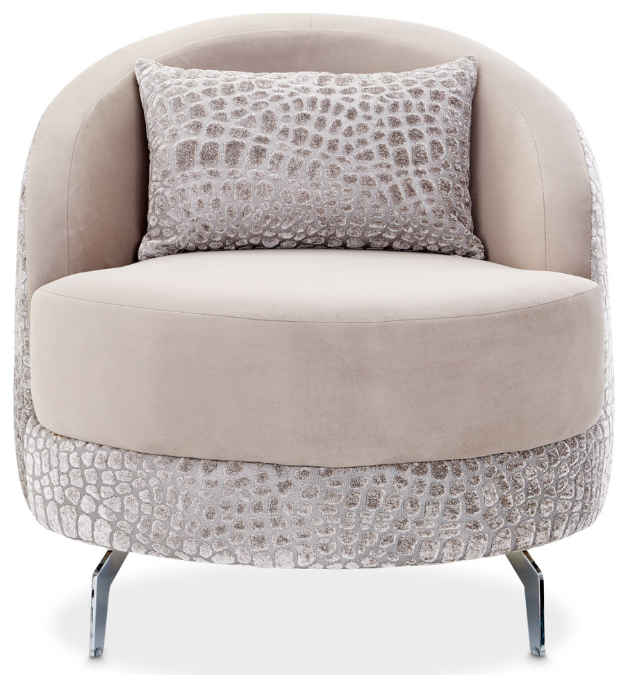 Dion Velvet Accent Chair Chair Stone/Silver   Midcentury   Armchairs And Accent Chairs   by Michael Amini  Houzz