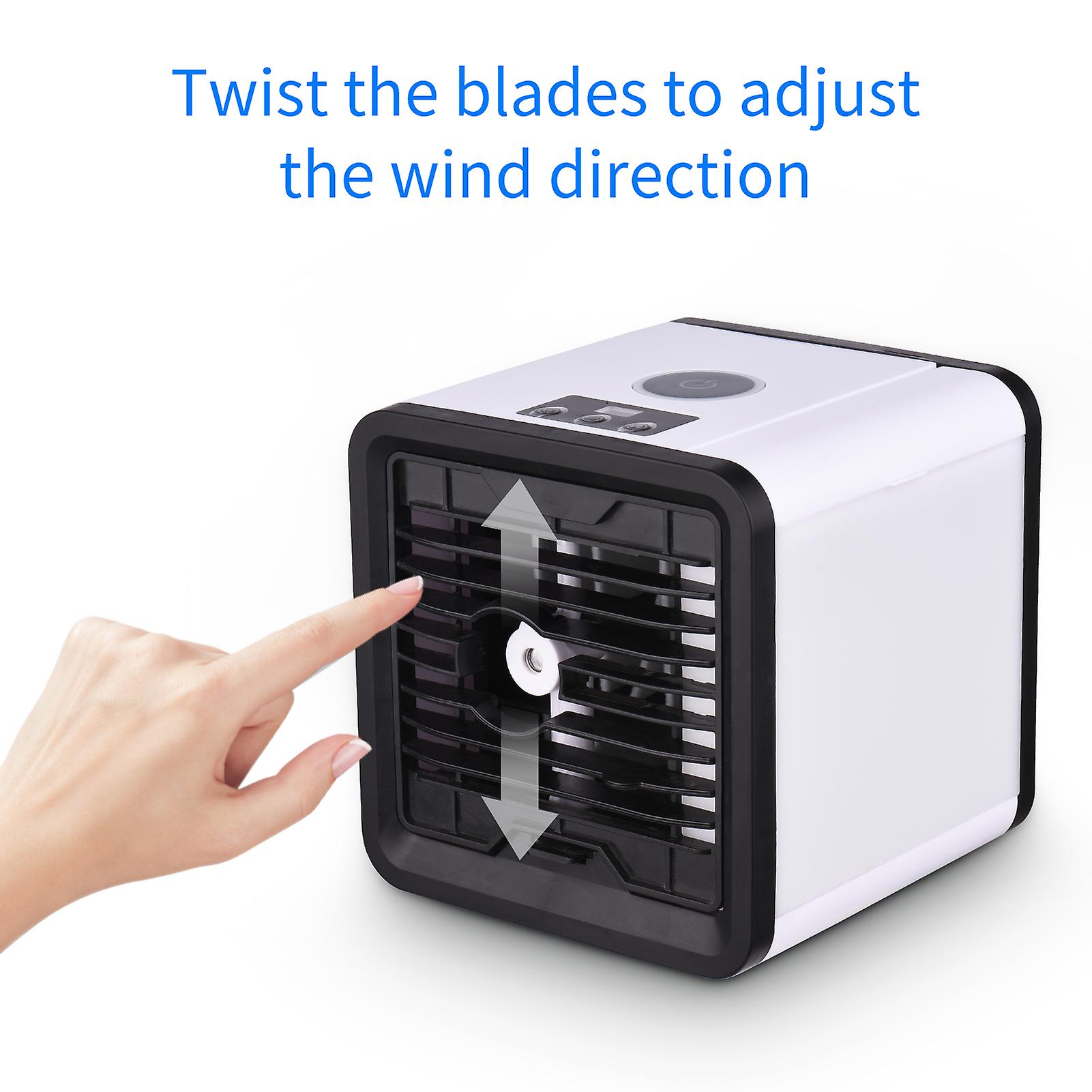 Evaporative Portable Cooling Fan Mini Air Conditioner Fan Personal Desktop Air Cooler Humidifier With 3 Wind Speeds Water Sink Led Light For Home Offi