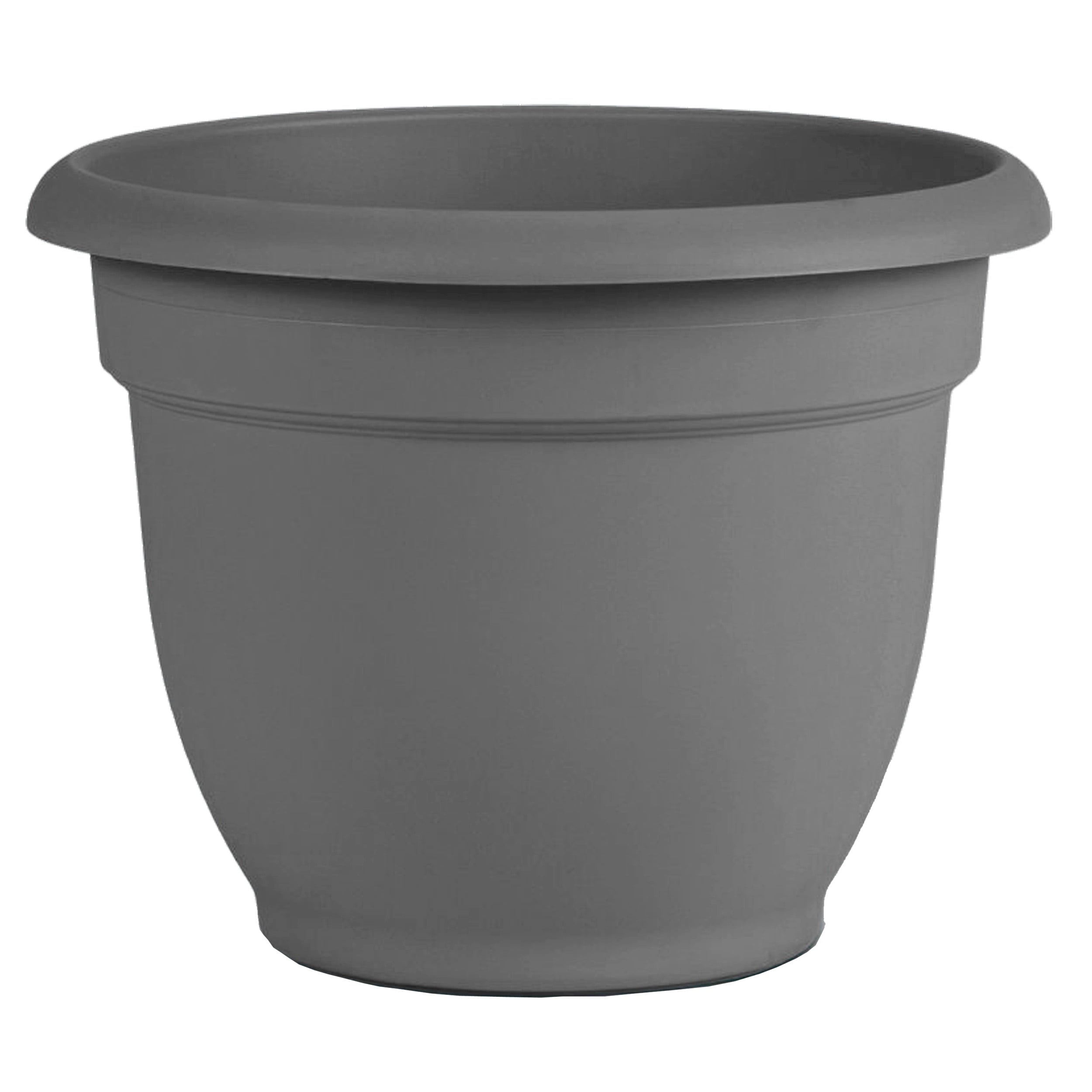 Bloem Ariana Self Watering Planter 17.75 x 13.75 Plastic Round Charcoal Gray