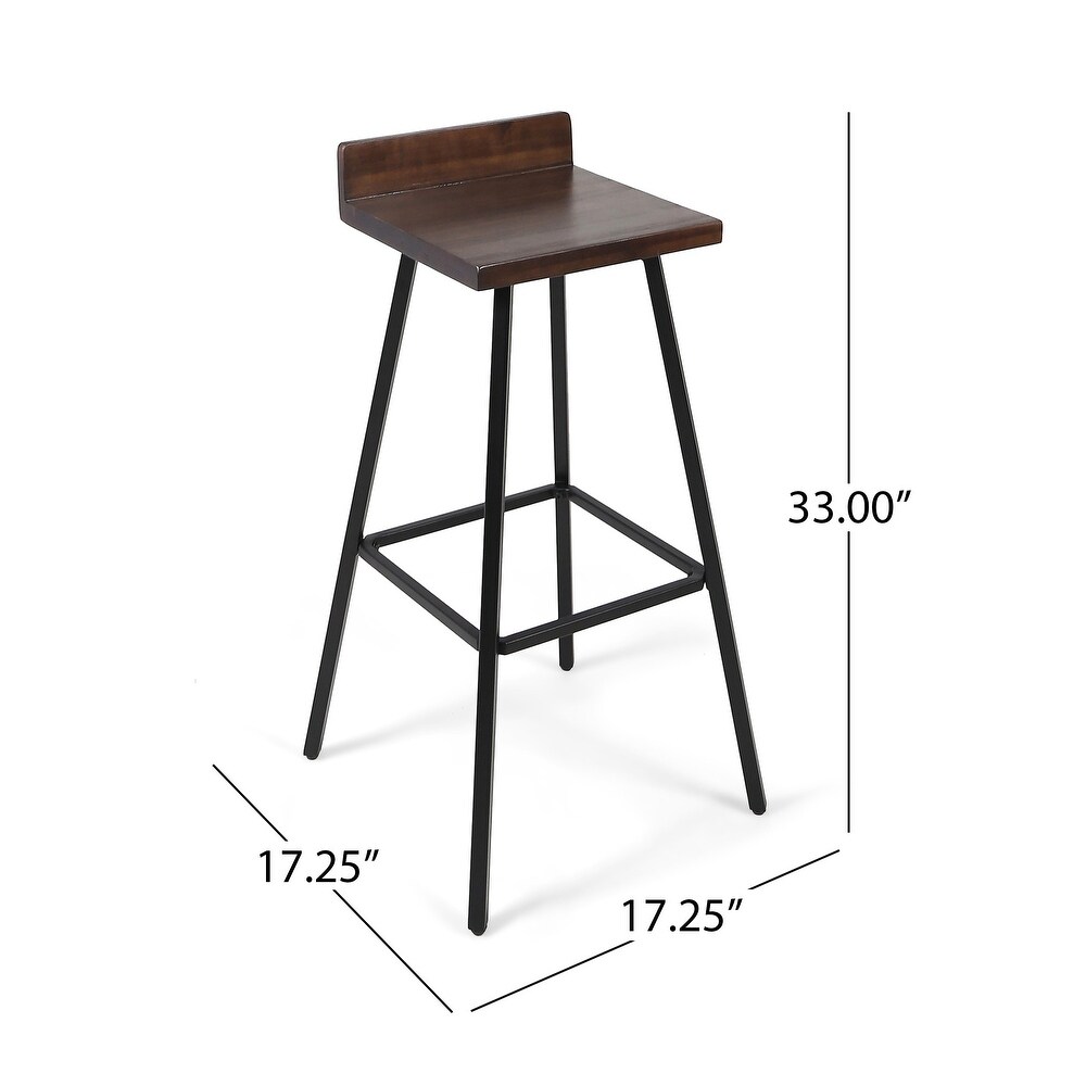 Bidwell Contemporary Indoor Acacia Wood Bar Stools (Set of 2) by Christopher Knight Home