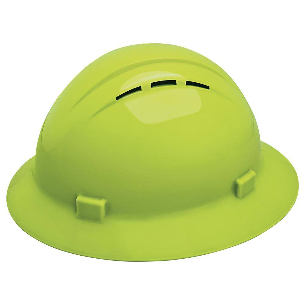 Americana Vent 4 Point Nylon Suspension Slide-Lock Full Brim Hard Hat in Hi Viz Lime 19330