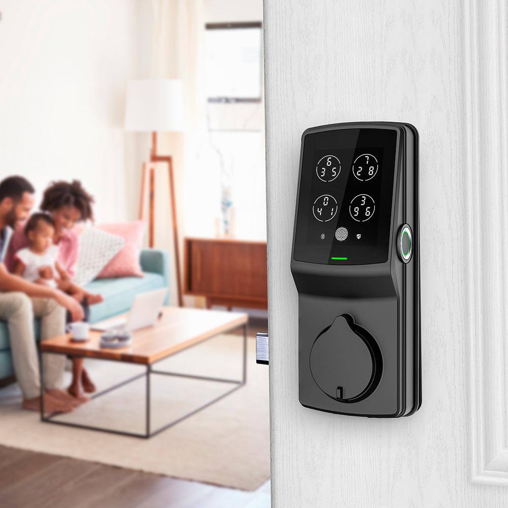 Lockly Secure PRO Matte Black Smart Lock Deadbolt with 3D Fingerprint and WiFi (Works with Alexa and Google Home) PGD 728W MB