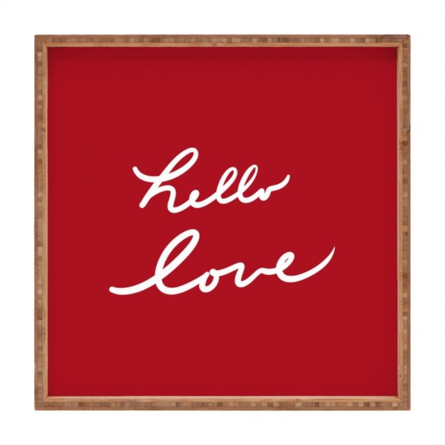 Lisa Argyropolous Hello Love Square Bamboo Tray Deny Designs