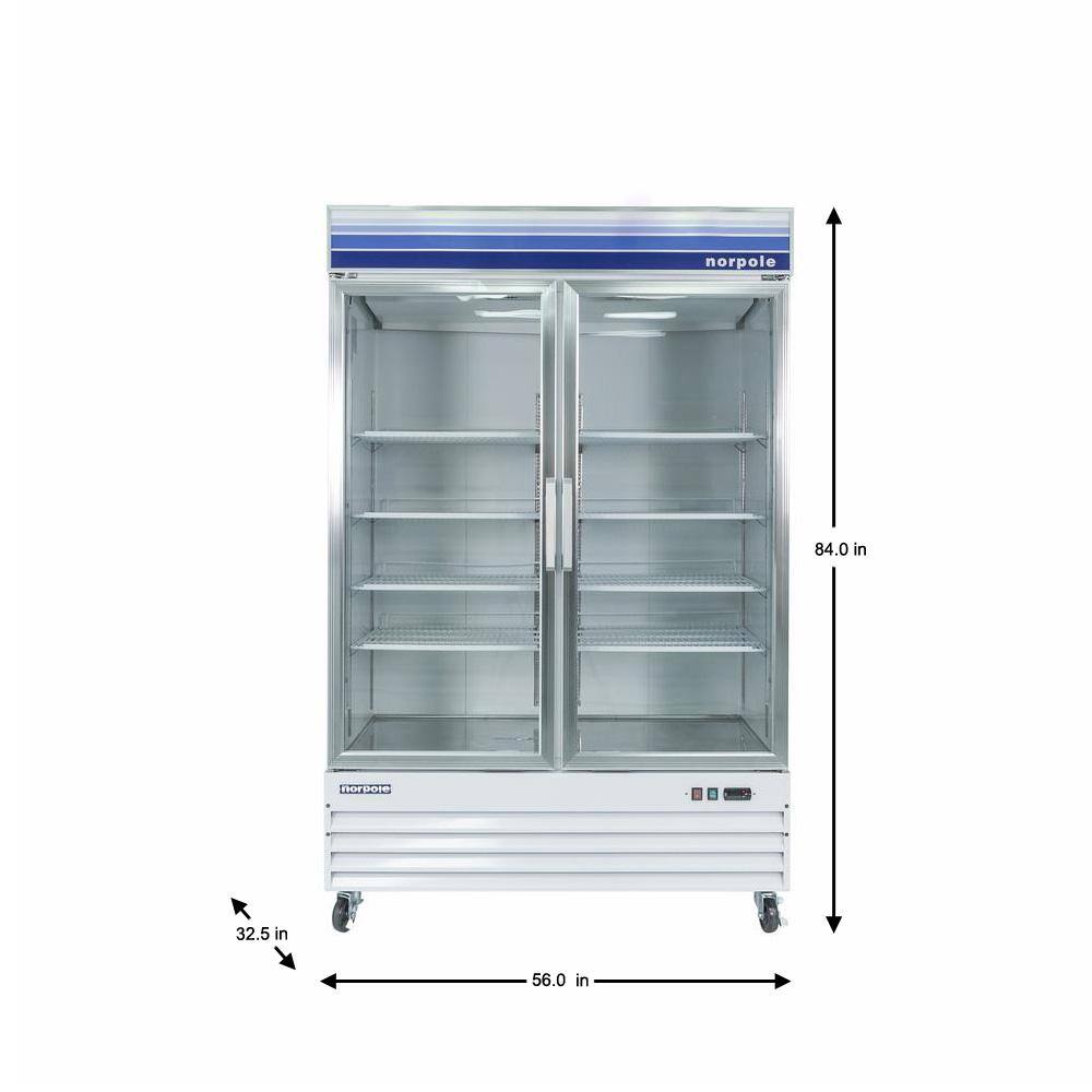 Norpole 45 cu. ft. Frost Free Commercial Upright Merchandiser Freezer in White NPGF2-S45