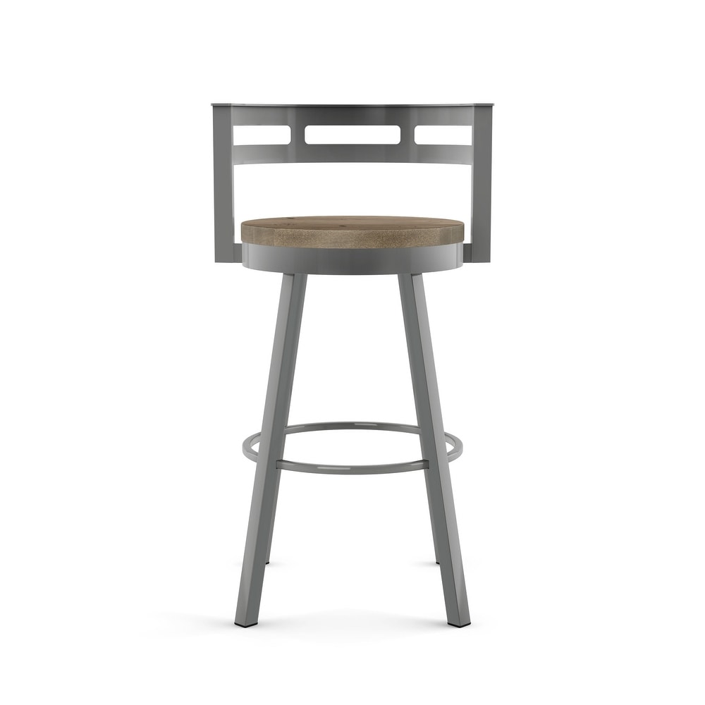 Amisco Vector Swivel Bar Stool with Distressed Wood Seat