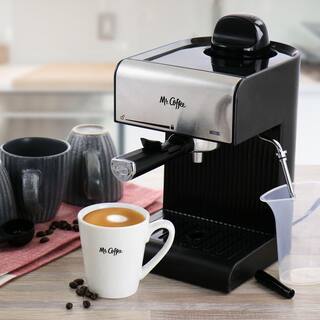 Mr. Coffee 2.5-Cup Black Drip Coffee Maker Steam Espresso Machine Cappuccino and Latte 985118230M