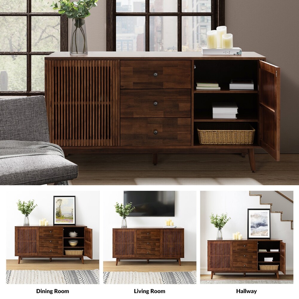 Crrillus Mid century Sideboard with Slatted Doors by HULALA HOME