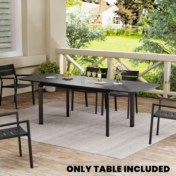 Extendable Patio Dining Table with Butterfly Leaf，Rectangular Extension Table，Expandable Outdoor Table