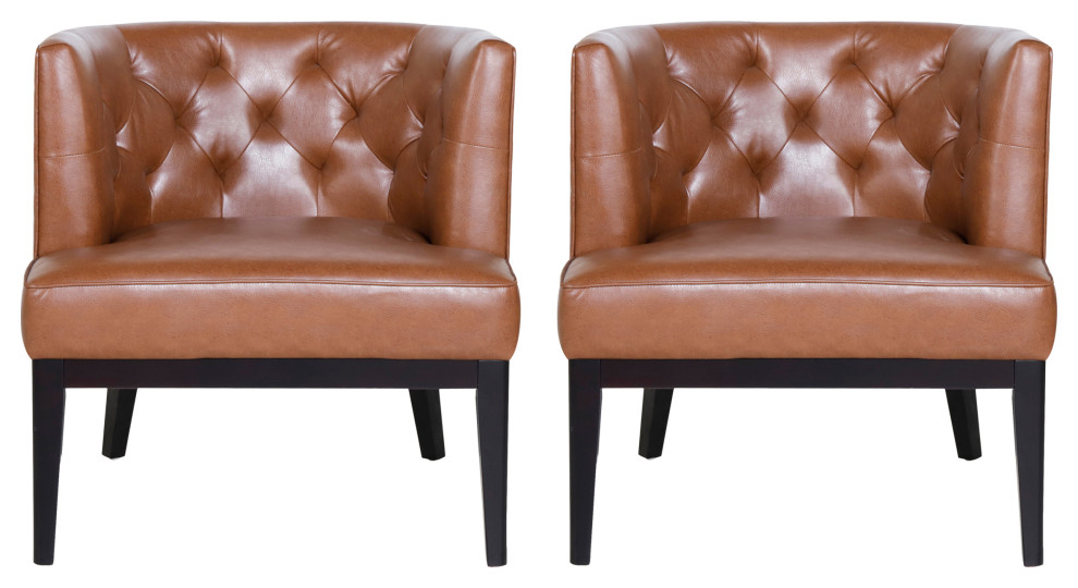 Evans Tufted Accent Chairs  Set of 2   Transitional   Armchairs And Accent Chairs   by GDFStudio  Houzz