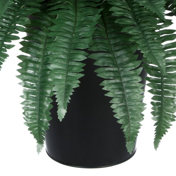 Faux Fern in Round Zinc Planter