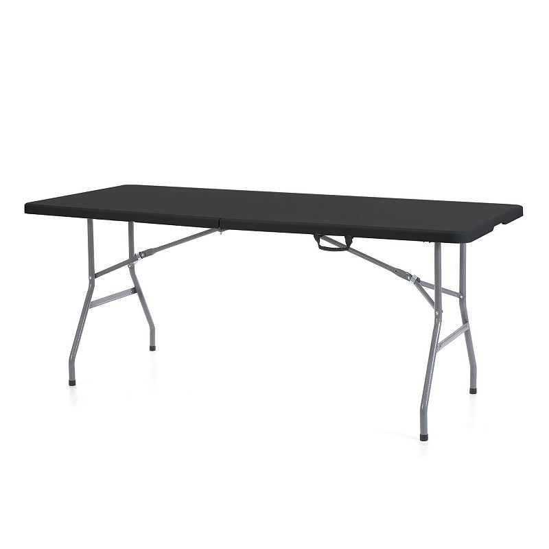 Plastic Development Group 6 Foot Indoor or Outdoor Folding Banquet Table， Black