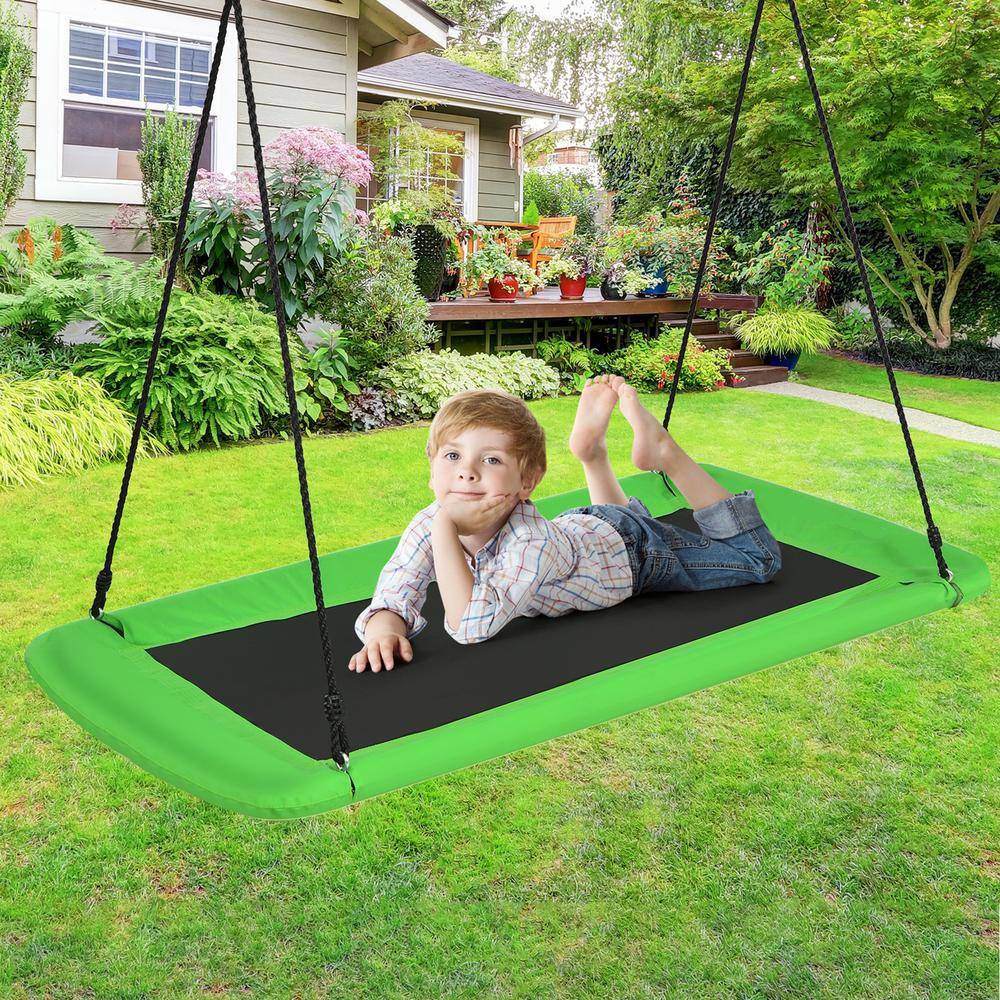 Gymax 60 in. Green Kids Giant Tree Rectangle Swing 700 lbs wAdjustable Hanging Ropes GYM07152