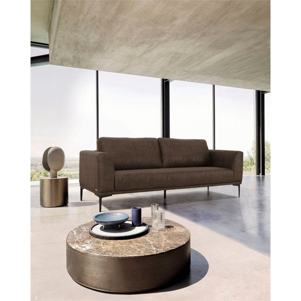 Divani Casa Jada Modern Fabric  ampMetal Upholstered Loveseat in Brown   Midcentury   Loveseats   by Homesquare  Houzz