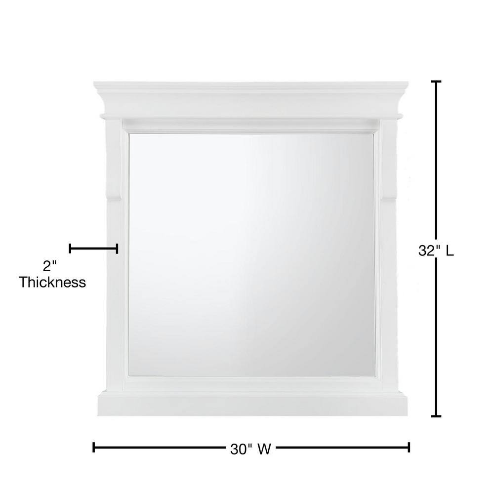 Home Decorators Collection 30 in. W x 32 in. H Framed Rectangular Bathroom Vanity Mirror in White NAWM3032