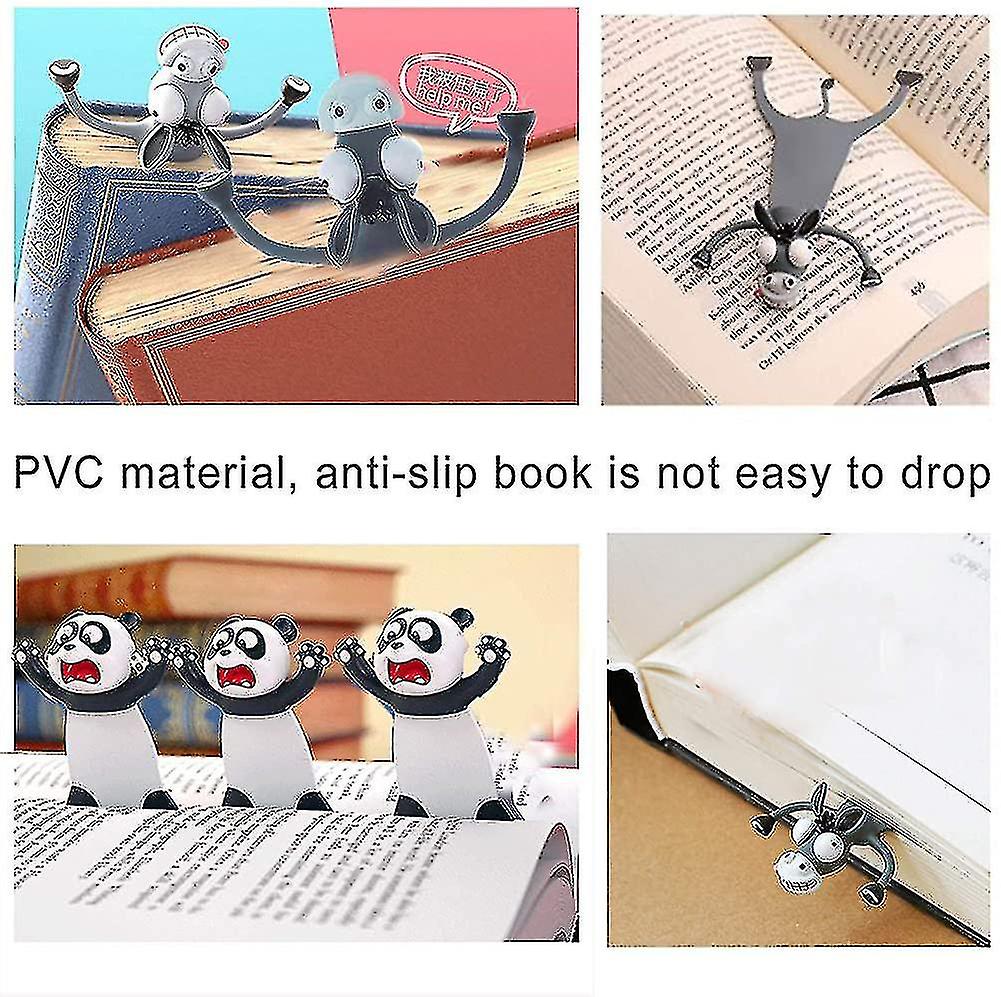 2 Pcs Cute Animal Bookmarks Donkey and Panda Bookmarks， 3d Funny Wacky Bookmark