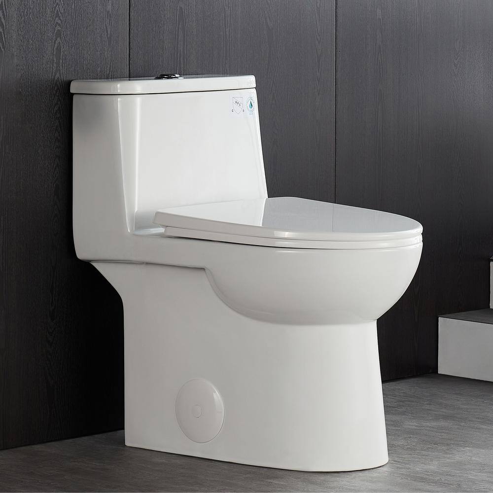 DEERVALLEY Ursa Comfortable Height 12 in. Rough in Size 1-Piece 0.81.28 GPF Dual Flush Elongated Toilet in White Seat Included DV-1F52677