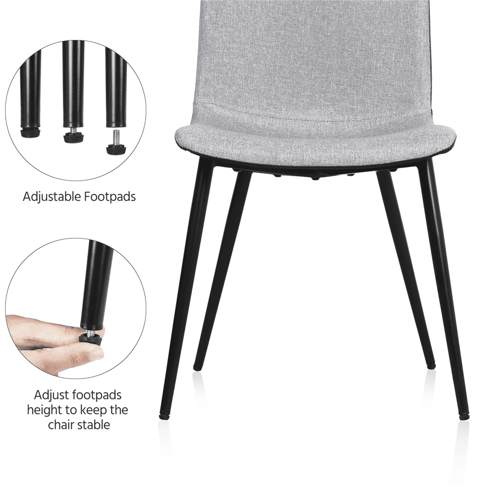 Yaheetech Set of 4 Dining Chairs for Kitchen Living Room，Gray， (Linen， PVC)