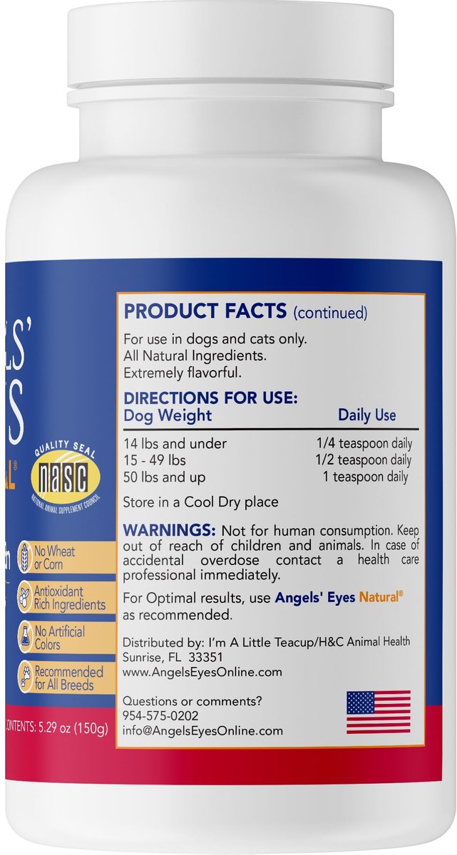 Angels' Eyes Natural Sweet Potato Flavored Powder Tear Stain Supplement for Dogs and Cats