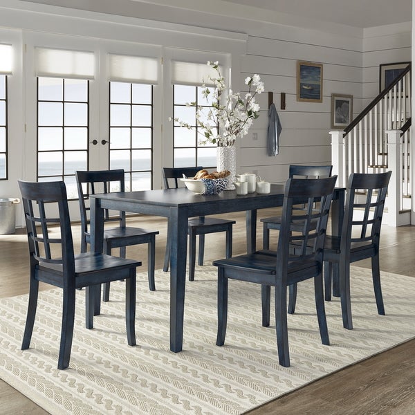 Wilmington II 60-Inch Rectangular Antique Dark Denim Dining Set by iNSPIRE Q Classic