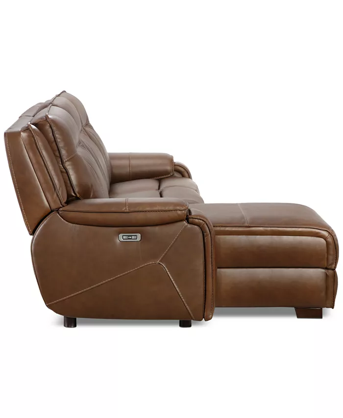 Furniture Hansley 3-Pc Leather Sofa with 2 Power Recliners and Chaise