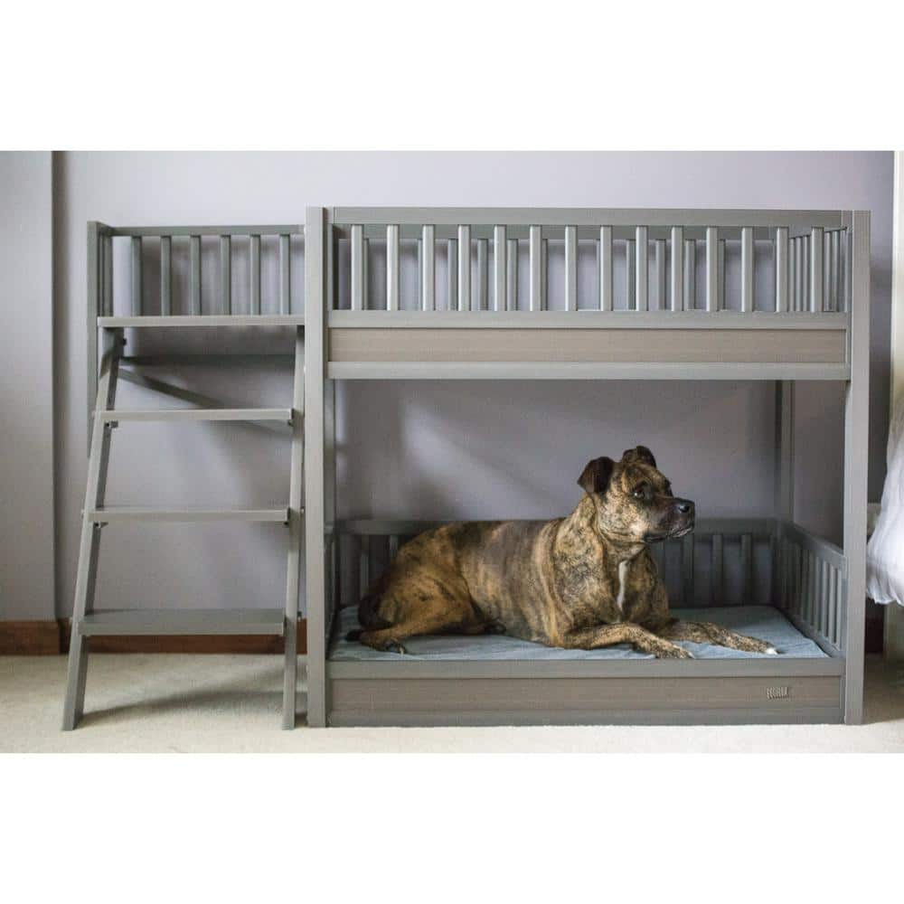 New Age Pet ECOFLEX Large Grey Dog Bunk Bed with Removable Cushions EHBB405