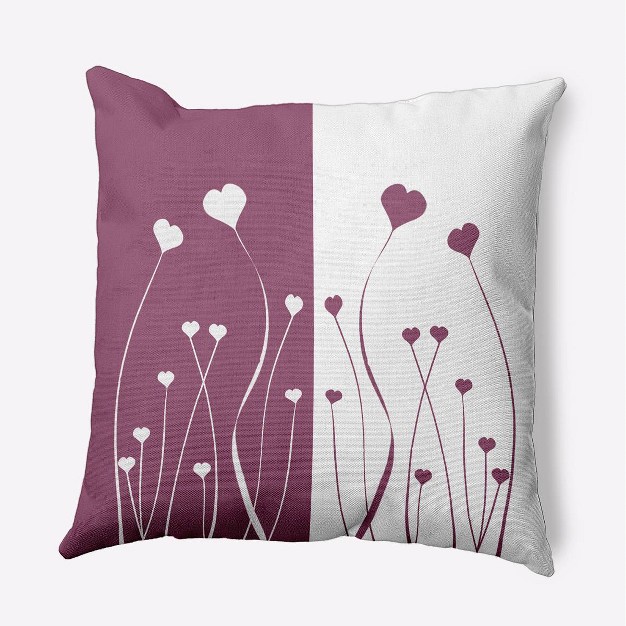 Valentine x27 s Day Growing Love Square Throw Pillow Muted Purple E By Design