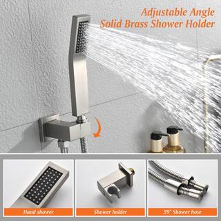 Miscool Forest Single-Handle Wall Mount Roman Tub Faucet with Hand Shower with Ceramic Disc in Brushed Nickel SHSMDH10C021BNL