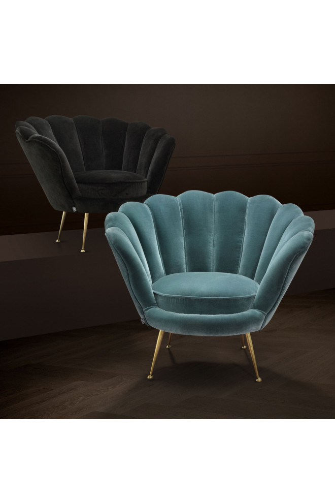 Blue Scalloped Accent Chair  Eichholtz Trapezium   Midcentury   Armchairs And Accent Chairs   by Oroa   Distinctive Furniture  Houzz