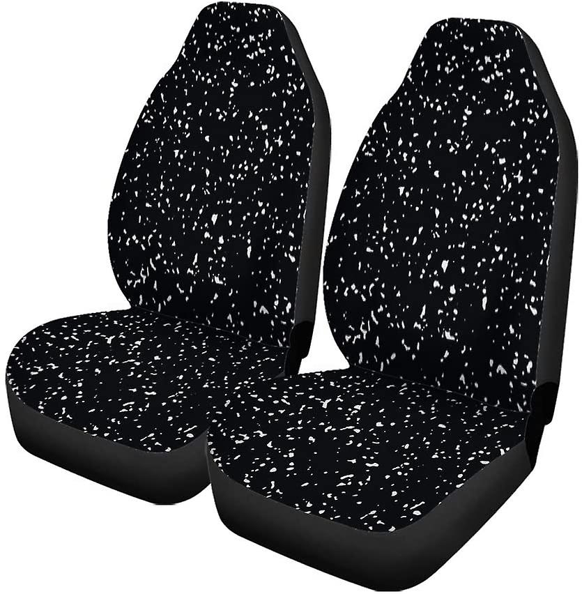 Set Of 2 Car Seat Covers Speckle Speckled Pattern Black Splatter Stone Paint White Irregular Universal Auto Front Seats Protector Fits